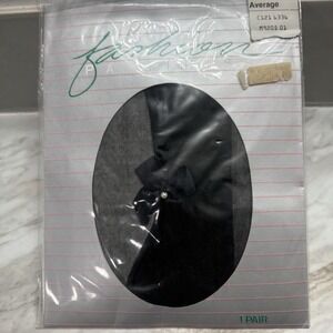Pair JC PENNY VINTAGE‎  Fashion Pantyhose Black Gray With black Bow Average